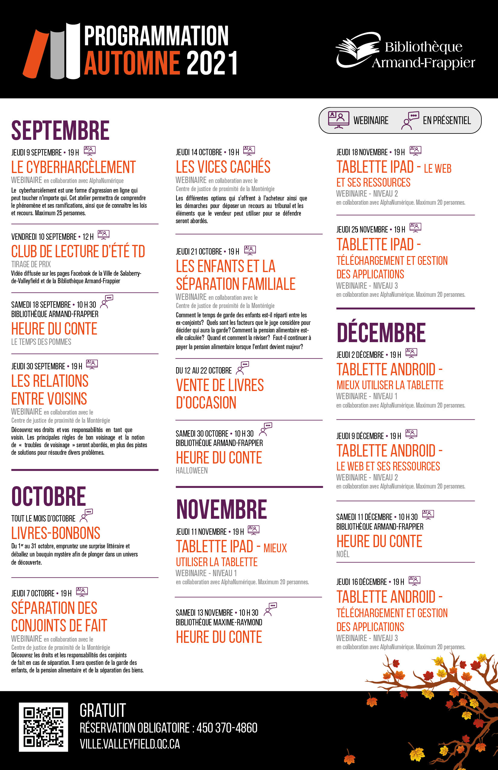 Programmation automne 2021 meilleure résolution
