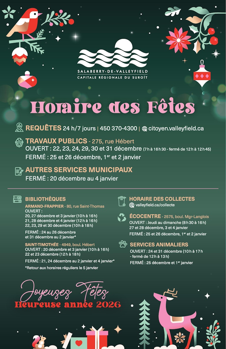 Horaire des Fêtes 2025-2026